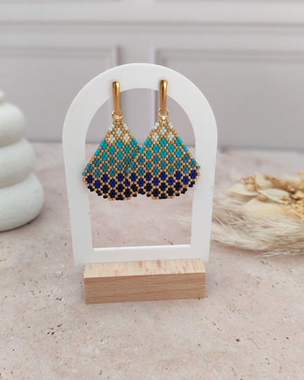 Boucles d'oreilles bohème perlée terracotta Marina